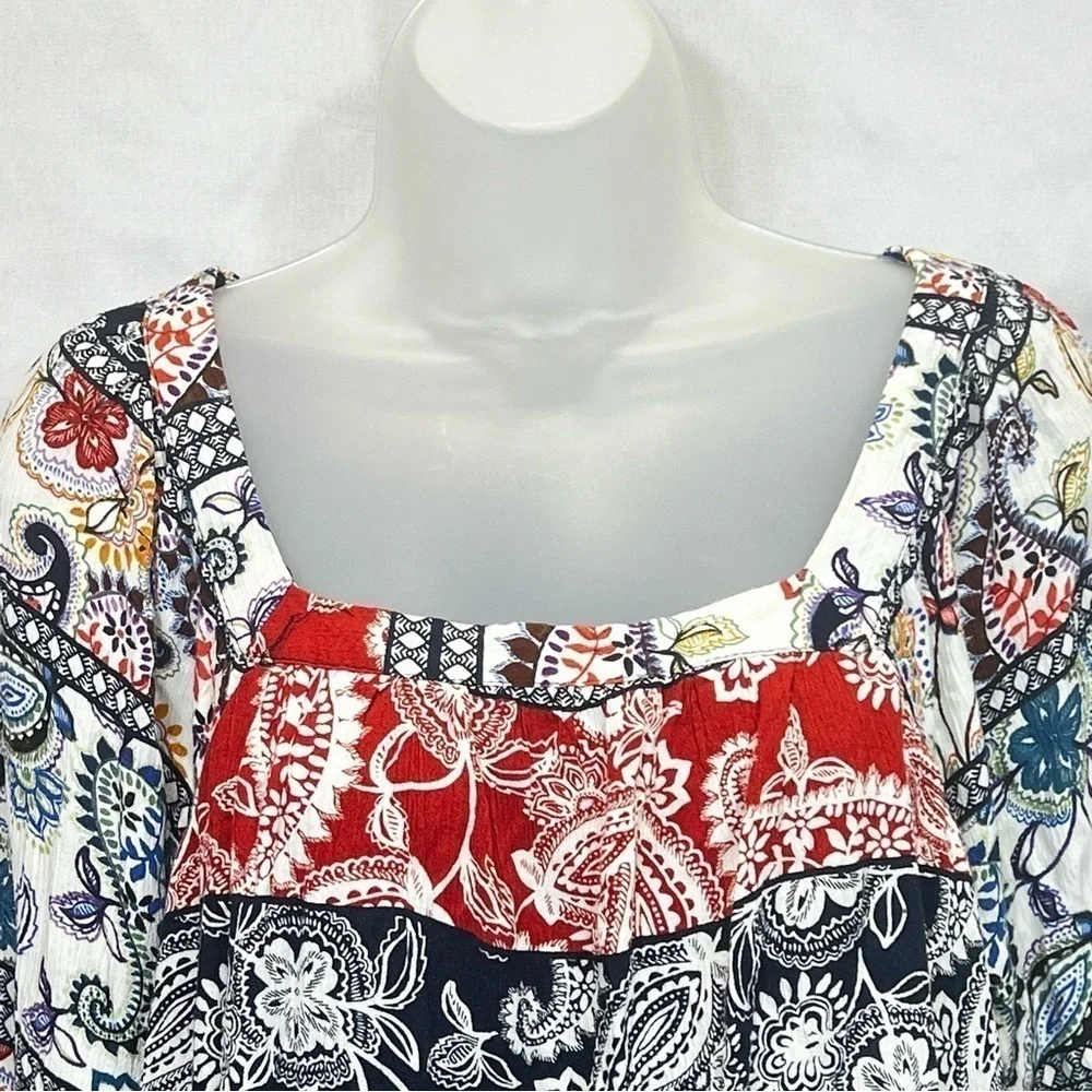 Cupio Women’s Multicolored Floral Lace Boho Bell Sleeve Paisley Top Size M - Picture 3 of 8